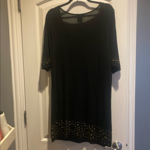 LaROK Black Mini Shift-Dress w/ Gold Embellishment - Picture 7 of 8